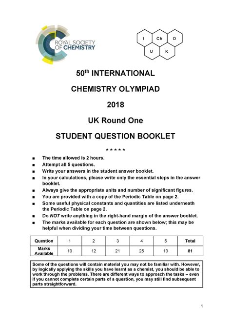 International Chemistry Olympiad. 2018 .